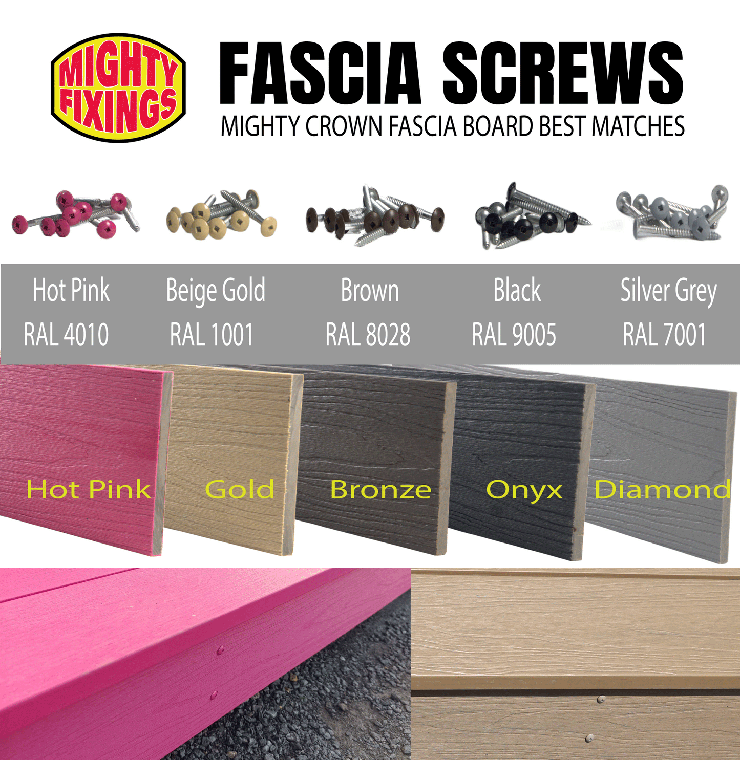Beige Gold Fascia Screws